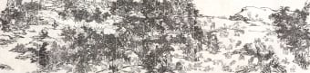 Yang Jiechang, Black and White Mustard Seed Garden: Tale of the 11th Day series, Ink and mineral pigments on silk, mounted on canvas, 8 panels, each ca. 280 x 141 cm